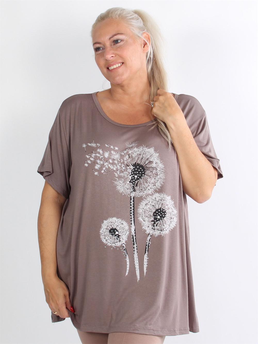 Celeste - Sort t-shirt med hvide mælkebøtter og similisten